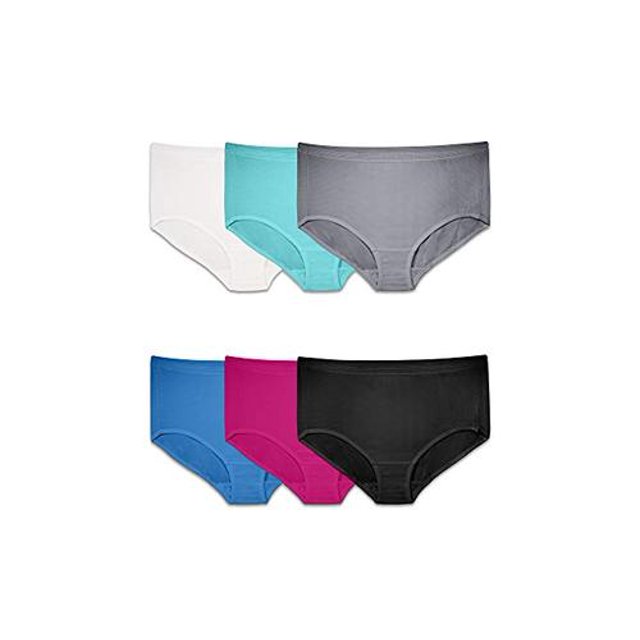 WOMENS PLUS FIT FOR ME BREATHABLE MICRO-MESH BRIEF PANTY, 6 PACK, 12, ASSORTED