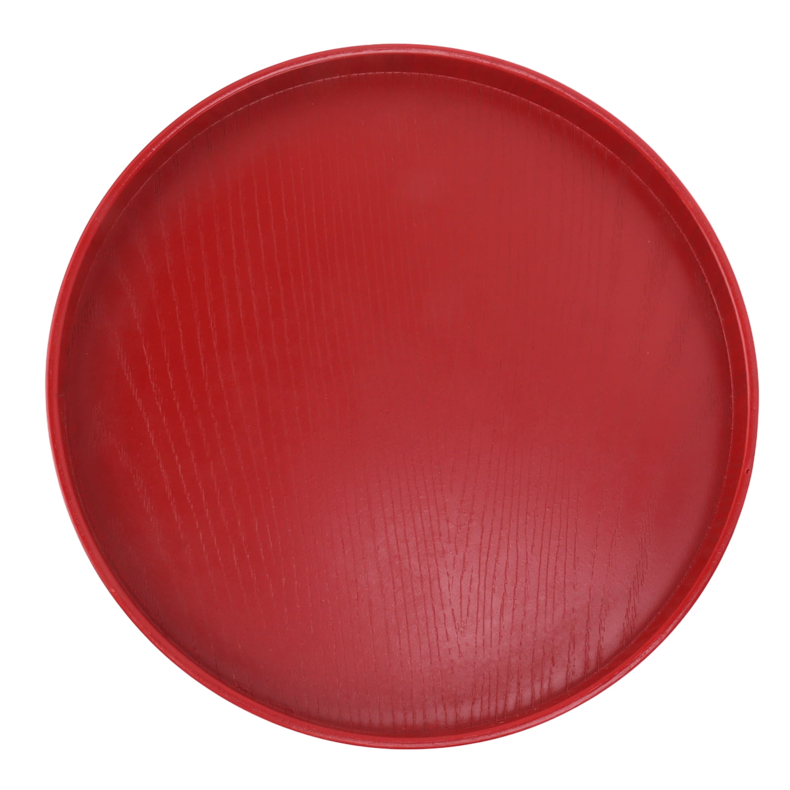YUMILI Plateau de Service de Repas Repas en Bois Massif de Forme Ronde, Assiette Ronde en Bois Rouge, Plateau à Couverts de Fruits de Qualité Alimentaire pour la Cuisine et la Maison (27 cm)