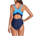 thumbnail image 3 of UPPADA Womens One Piece Swimsuits Athletic Training Swimwear Plus Size Bathing Suits Ruched Color Block Print Swimsuits Criss-Cross Back Crew Neck Athletic Training Swimwear Clearance Blue,M, 3 of 8