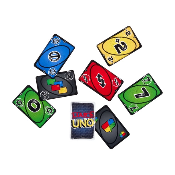 Mattel Games Liar's UNO Jeu de cartes dans une boîte de voyage et de rangement pour adultes, enfants, familles, fêtes et soirées de jeu, déjouez les Mattel Games Liar's UNO Jeu de cartes dans une boîte de voyage et de rangement pour adultes, enfants, familles, fêtes et soirées de jeu, déjouez les