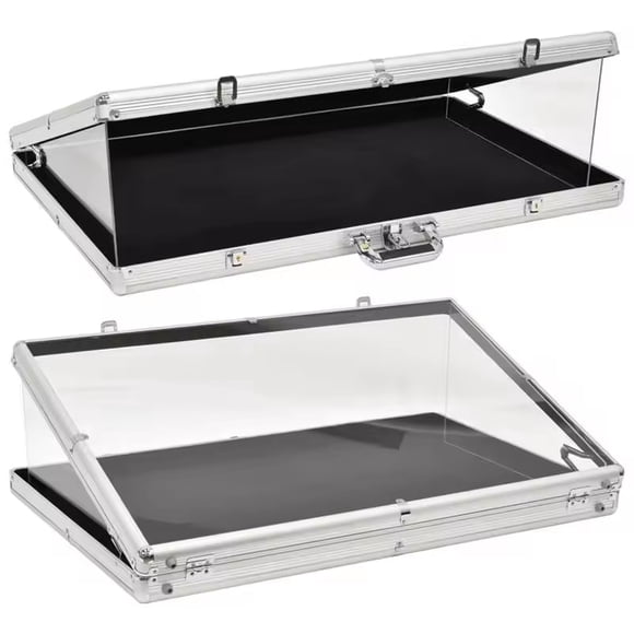 EVORETRO Clear Acrylic Display Case with Aluminum Frame – 24x20x4 Trade Show Vendor Booth Showcase, Durable & Portable