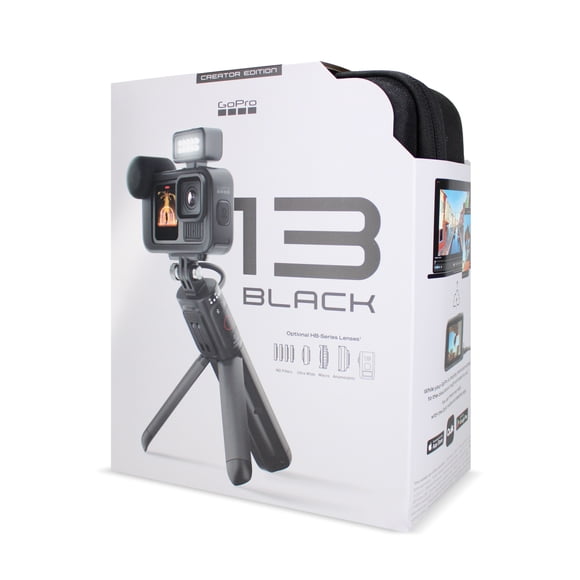 GoPro HERO13 Black Creator Edition - Includes HERO13 Black, Volta (Battery Grip, Tripod, Remote), Media Mod, Light Mod, Enduro Battery, Magnetic Latch Mount and Carrying Case