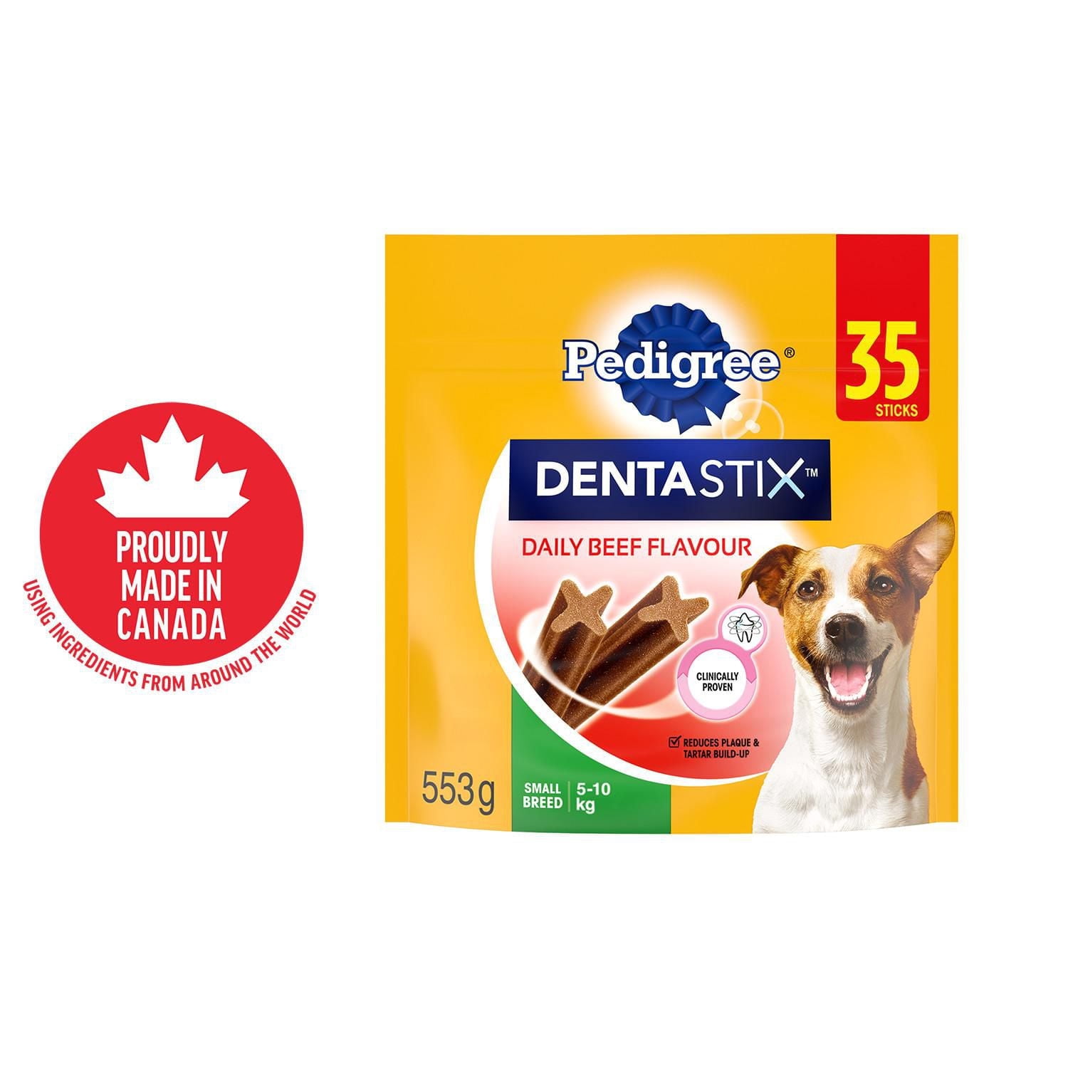 PEDIGREE DENTASTIX Oral Care Beef Flavour Adult Dog Treats - For Small Breeds - Reduces Plaque and Tartar Buildup - 35 Sticks