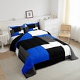 thumbnail image 3 of Erosebridal Modern Abstract Bedding Full Comforter Set, Square Geometric Bedding Sets Full with Comforter, Black Blue Reversible Down Comforter, Microfiber Room Decoration, 3-Piece, 3 of 8