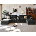 thumbnail image 1 of BEDEEP Canapé Sectionnel Modulaire de 174,4 Po avec Console et Station de Recharge, Canapé Nuage en Chenille en Forme de U avec Pouf de Rangement, Canapé Profond Convertible 6 Places avec Méridienne pour Salon, Noir, 1 of 10