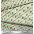 thumbnail image 2 of Soimoi Green Poly Georgette Fabric Text & Fruits Decor Fabric Printed Yard 52 Inch Wide, 2 of 6