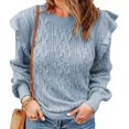 thumbnail image 1 of LinYooLi Women\‘s Long Sleeve Knit Sweater Winter Ribbed Cuff Pullover Tops Warm Cable Knitted Top Casual Jumper, 1 of 3