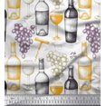 thumbnail image 1 of Soimoi polyester Crepe Fabric Grapes,Wine Glass & Bottle Print Fabric by Yard 42 Inch Wide, 1 of 3
