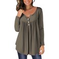 thumbnail image 1 of Yuyuzo Womens Fall Shirts Long Sleeve Casual Scoop Neck Buttons Ruffled Tunic Tops Flowy Blouses, 1 of 6