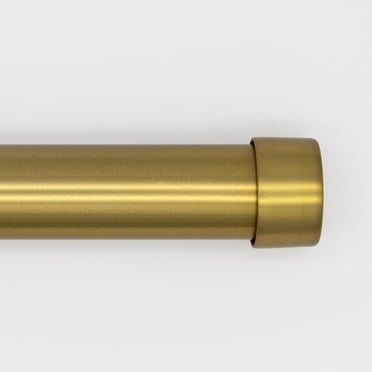 Better Homes & Gardens 1" Plated Brass Cap Adjustable Single Curtain Rod Set, 42"-120"