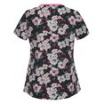 thumbnail image 1 of Pompotops Women Fashion Flower Print Short Sleeve Neck Tops Working Uniform Blouse Shirt, 1 of 3