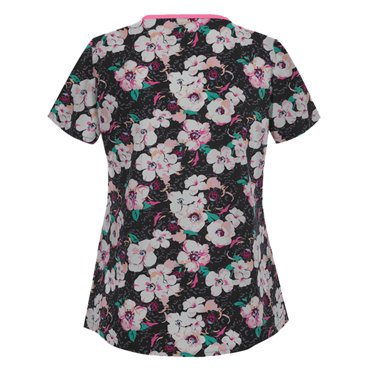 Pompotops Femmes Mode Imprimé Fleurs Manches Courtes Tops Travaillant Uniforme Chemisier Chemise