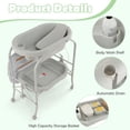 thumbnail image 3 of INFANS Baby Changing Table with Bathtub, Foldable Diaper Dresser Station with Removable Bath Support Wheels Waterproof Pad Storage Rack, Portable Nursery Organizer Stand for Newborn Infant, 3 of 9
