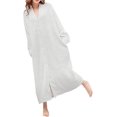 thumbnail image 1 of Ladies Zip Fleece Waffle Long Dressing Gown Fluffy Towelling Bathrobe Sleepwear, 1 of 5