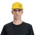 thumbnail image 4 of ZICANCN Alphabet R Pattern Baseball Caps, Trucker Hats for Men And Women, Adjustable Breathable Flat Caps, Yellow, 4 of 6