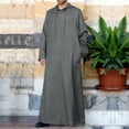 thumbnail image 4 of CEHVOM Ensemble de Robe Musulmane pour Homme Robe Arabe Mi-Longue à Manches Longues à Capuche à Boutons Robe Décontractée Solde, 4 of 8