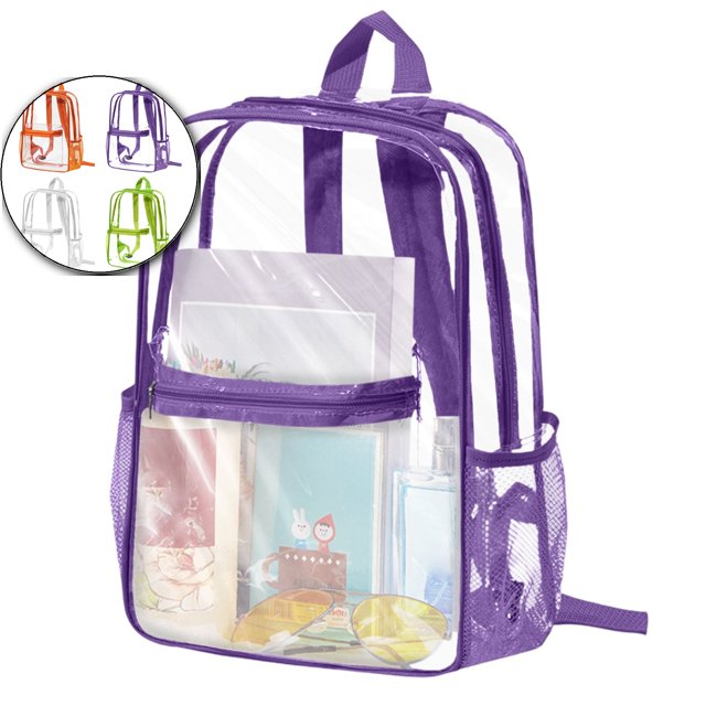Dvruxg Clear Backpack for Stadium Events, Mini Clear Stadium Bag for Sporting Events, Games, Festival, Concerts(Purple)