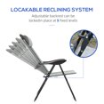 thumbnail image 4 of Outsunny Set of 4 Camping Chairs, Outdoor Folding Lounge Chair Set with 5 Level Adjustable Backrest, Removable Headrest, Armrest for Camping, Backyard, Grey, 4 of 9