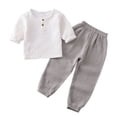thumbnail image 1 of Birdeem Chemises pour Filles Mode Filles et Garçons Hauts Décontractés à Manches Longues Col Rond Col Bouton Ensembles de Pantalons Longs Unis, 1 of 9