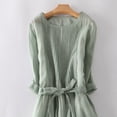 thumbnail image 4 of TIMIFIS Robe en Coton et Lin pour Femme Décontractée Ample Robe d'Été Longue Robe à Manches Courtes Robes Maxi Été Grande Taille Robe de Plage Été, 4 of 6