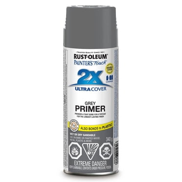 Peinture en spray Rust-Oleum Specialty Painter's Touch Ultra Cover 2X Intérieur/Extérieur Apprêt multi-usages Ultra Cover Gris, 340g
