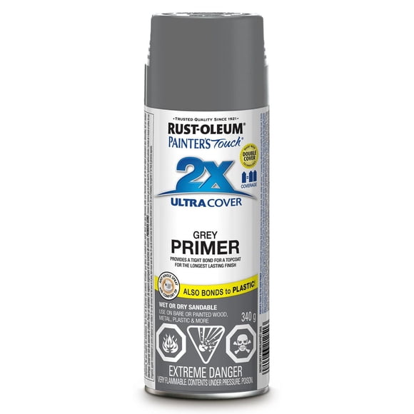 Rust-Oleum Specialty Painter's Touch Ultra Cover 2X Interior/Exterior Ultra Cover Multi-Purpose Primer Grey, 340g Spray Paint