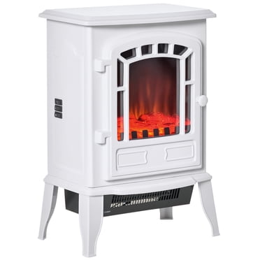 HOMCOM Electric Fireplace Stove with Overheat Protection 750W/1500W White