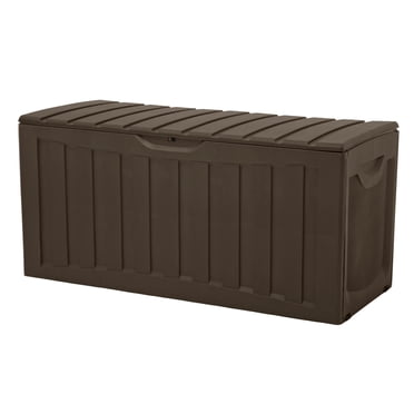 Ram Quality Products Bac de Rangement Extérieur Verrouillable de 90 Gal pour Terrasse, Brun
