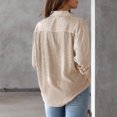 thumbnail image 5 of IROINID Rabais Chemises à Manches Longues pour Femmes à Col en V Détente Col Rabattu Blouse à Boutons Imprimée T-shirt, Kaki, 5 of 5