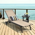 thumbnail image 1 of Costway Chaise Longue d'Extérieur pour Patio, Inclinable, en Aluminium et Tissu, Réglable, Brun, 1 of 10