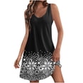 thumbnail image 1 of Pisexur Robes d'Été pour Femmes Boho Robe de Plage Florale Col en V Sans Manches Mini Robes Décontractées Fluides Robe Débardeur pour Vacances à la Plage avec Poches, 1 of 6
