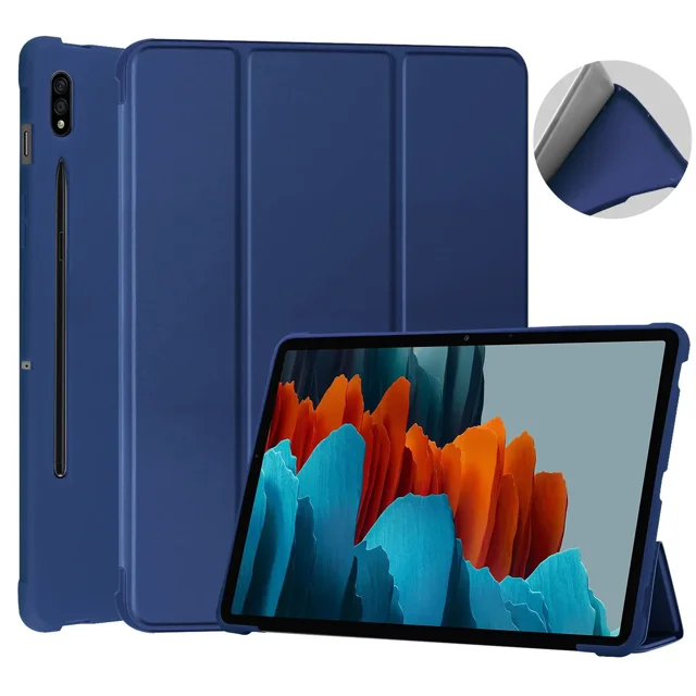 Smart Case For Samsung Galaxy Tab S8 2022 11"Tablet Cover SM-X700/X705 Tri-fold Stand Fundas Samsung Tab S7 11 S9 T870/T875 Capa dark blue S8 11 inch X700 X706