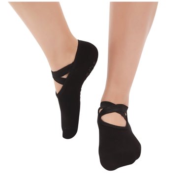 XZNGL Round Head Yoga Socks Womens Slip Open Back Cross Yoga Socks Dance Socks