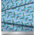thumbnail image 2 of Soimoi Blue Rayon Fabric Leaves,Insect & Floral Artistic Decor Fabric Printed BTY 56 Inch Wide, 2 of 3