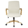 thumbnail image 2 of Mid-Back Cream Faux Leather Chair with Gold Finish Arms and Base K/D, 2 of 6