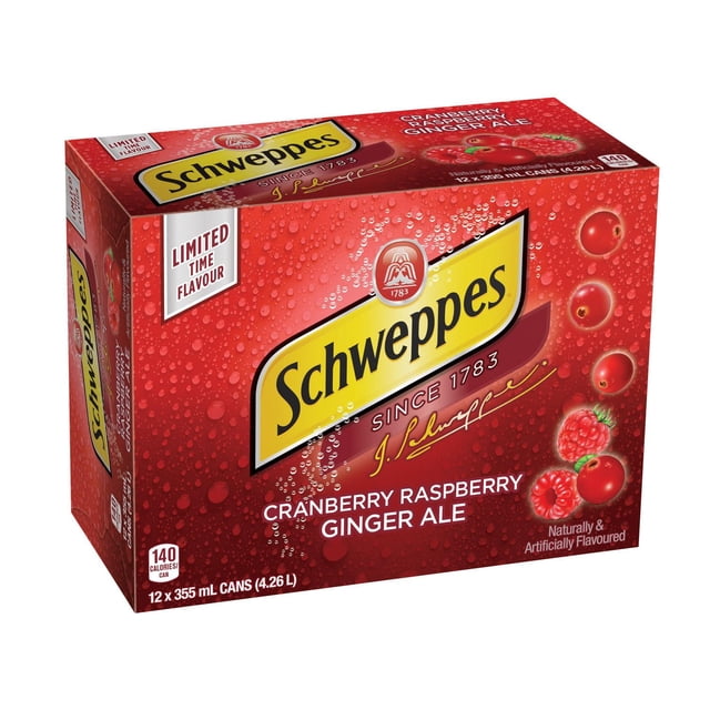 Discontinued Schweppes Cranberry Raspberry Ginger Ale , 12 x 355 ml Cans