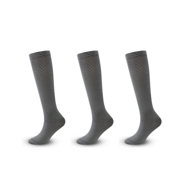 CUITING 3 Pcs Chaussettes de Compression Design Poignet Élastique Chaussettes de Compression pour Hommes Tissu Anti-Boulochage Chaussettes Hautes Gris