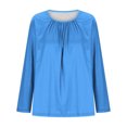 thumbnail image 3 of Hauts pour Femmes Grande Taille, Chemises Décontractées à Manches Longues Coupe Décontractée, Blouses à Col Rond T-Shirt Surdimensionné Confortable, Tenue d'Intérieur Tendance 2026 pour Usage Quotidien, 3 of 6