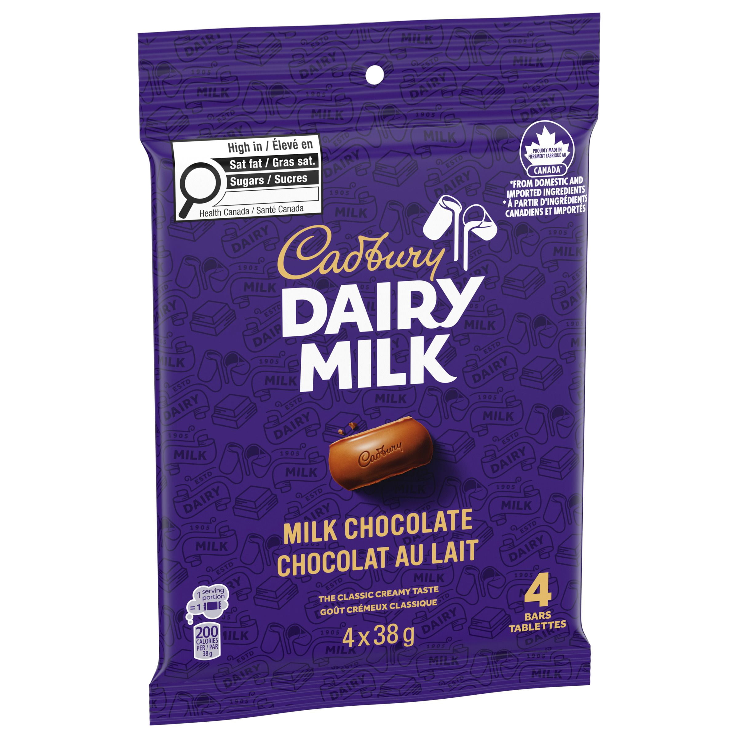 CADBURY DAIRY MILK, Tablettes de Chocolat au Lait, Lot de 4