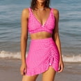 thumbnail image 2 of Kyusrd Maillots de Bain avec Jupe Deux Pièces Maillots de Bain Maillots de Bain Femmes à Carreaux Deux Pièces Maillots de Bain Bandage Maillots de Bain Col Rond Dos Nu, 2 of 9