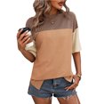 thumbnail image 1 of Soki Hauts pour Femmes Liquidation Décontracté Manches Courtes Couleur Unie Ourlet Fendu T-Shirt à Col Rond pour Dames, 1 of 1
