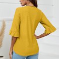thumbnail image 5 of Timegard Eyelet Tops for Women V Neck Ruffle Flare 3/4 Sleeve Shirts Fall Dressy Casual Tunic Tops, 5 of 5