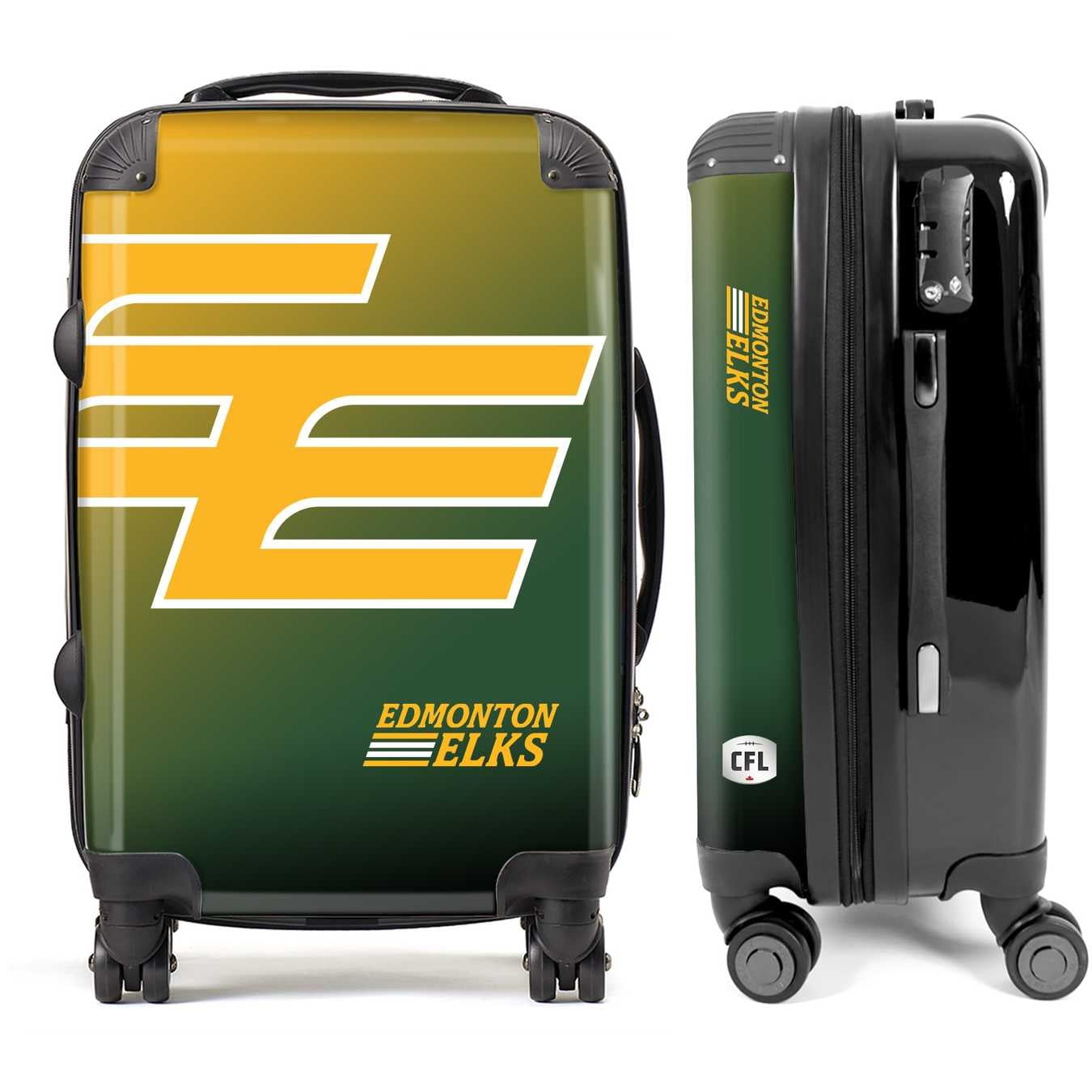 Edmonton Elks Big Logo Luggage, Carry-on Suitcase, 360° Spinner Carry-on, Custom Luggage, Luggage Set, Travel, TSA Lock
