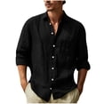 thumbnail image 2 of AherBiu Men's Linen Shirts Long Sleeve Button down Lapel Collar Regular Fitted Shirt Casual Summer Beach Shirts, 2 of 6