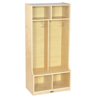 Birch 2-Section Coat Locker with Bench (Pack of 1)