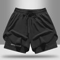 thumbnail image 4 of asjyhkr Plus Size Mens Biking Shorts 2 in 1 Elastic Waist Drawstring Gym Shorts Lightweight Quick Drying Running Shorts, 4 of 7