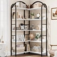 thumbnail image 1 of Corner Bookshelf Arched Bookcase, L Shaped Bookshelf Industrial Corner Shelf, Large Bookshelf With Metal Frame, Etagere Shelf Corner Display Rack for Living Room Bedroom, 1 of 9
