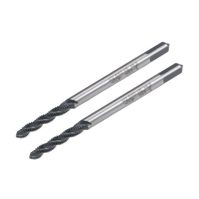 Unique Bargains M2.5 x 0.45 Spiral Flute Thread Tap, Metric Machine Threading Tap HSS Nitriding Coated, Round Shank with Square End 2pcs