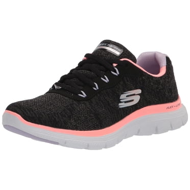 Skechers Women's Flex Appeal 4.0 Sneaker, Black/Coral, 6