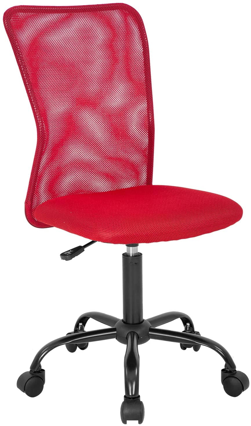 BestOffice Home Office Chair Ergonomic Mesh, Lumbar Support Rolling Swivel Adjustable Mid Back for Girls, Red